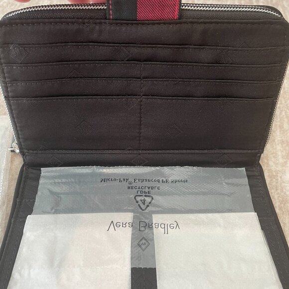 Vera Bradley Iconic RFID Turnlock Wallet - Garnet Buffalo Check - Picture 3 of 6